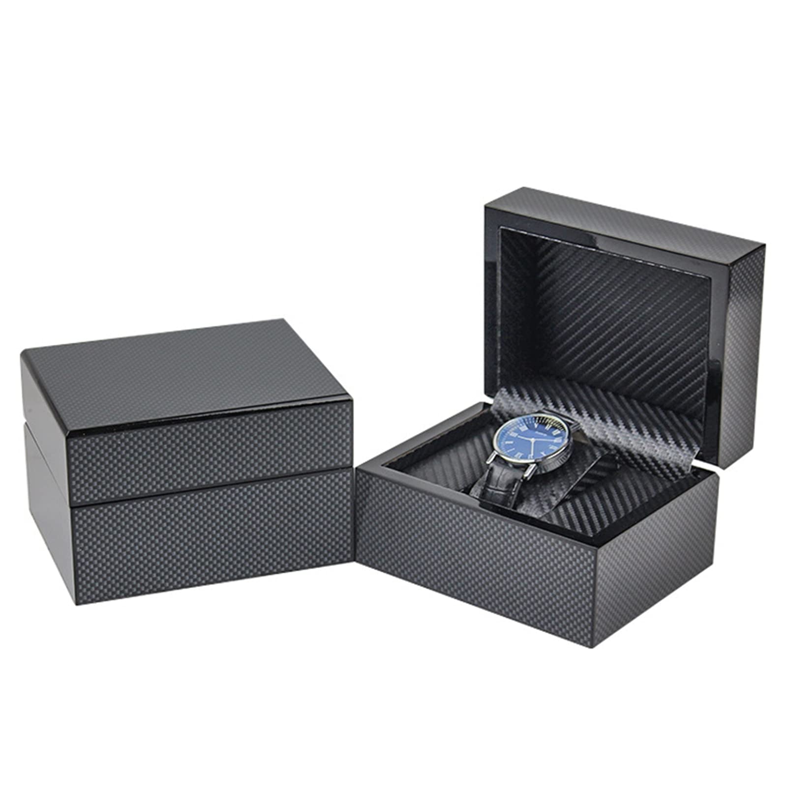 Uhrenetui, Aufbewahrungsbox, Uhrenbox, Uhrengeschenkbox, Aufbewahrungsbox für einzelne Uhren – Uhrendisplaybox aus Kohlefaser, Organizer für einzelne Armbänder – Uhrenetu