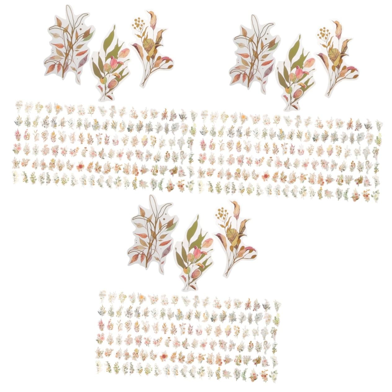 3 Ensembles Autocollants Décoratifs Holographiques Plantes Fleurs Pour Scrapbooking Diy Arts Créatifs Lot Varié 240 Pièces * 3