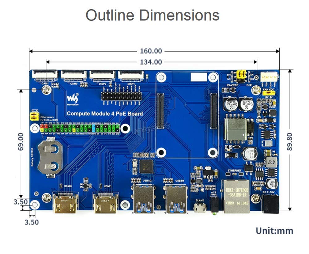 Raspberry Pi Compute Module 4 IO Board Support PoE Caratteristica per tutte le varianti di CM4 con porta HDMI/2x MIPI CSI Camera Port/DSI Display Port ecc @XYGStudy
