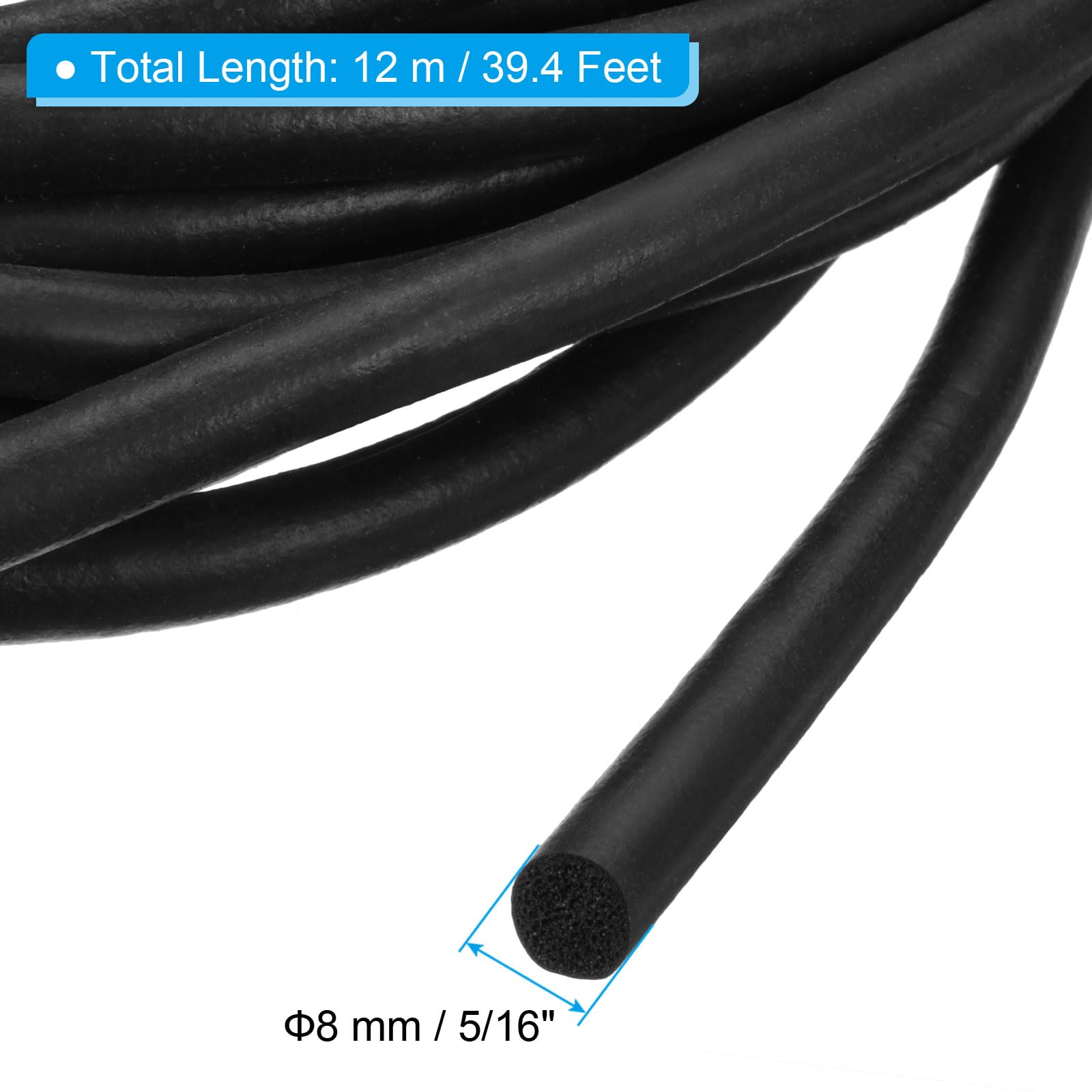 PATIKIL 8mm x 12m Backer Rod, Foam Rope Caulk Crack Joint Filler Roll Seal Weather Strip for Home Construction Black - Image 2