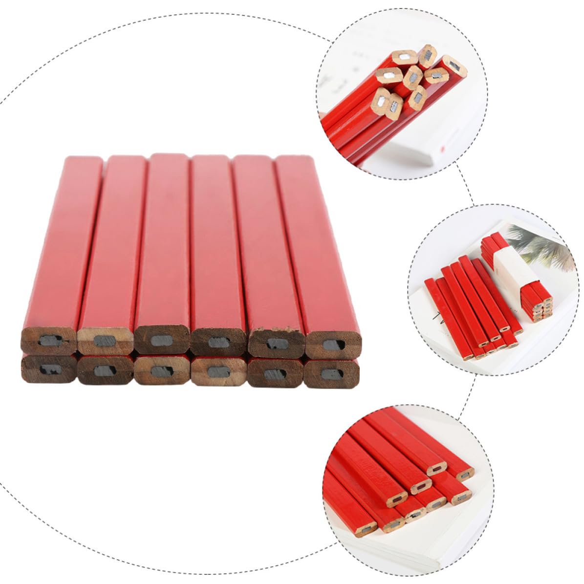 HOMSFOU Matite da Carpentiere Rosse 72 Pezzi in Legno Octagonali Resistenti alla Caduta per Scrittura su Superfici Ruvide e Lavori di Falegnameria