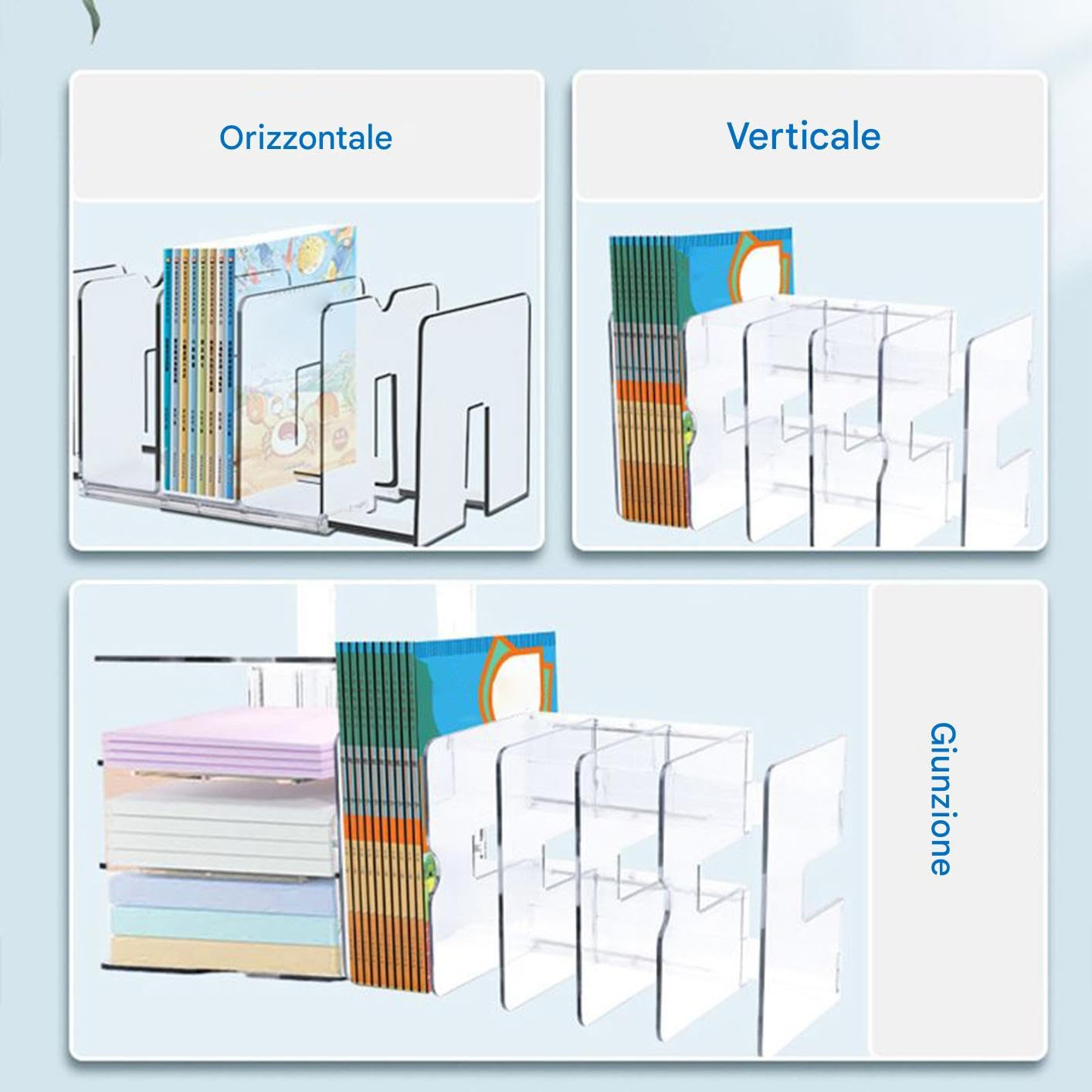 Portacarpetas de escritorio 2 piezas 5 compartimentos para papel formato