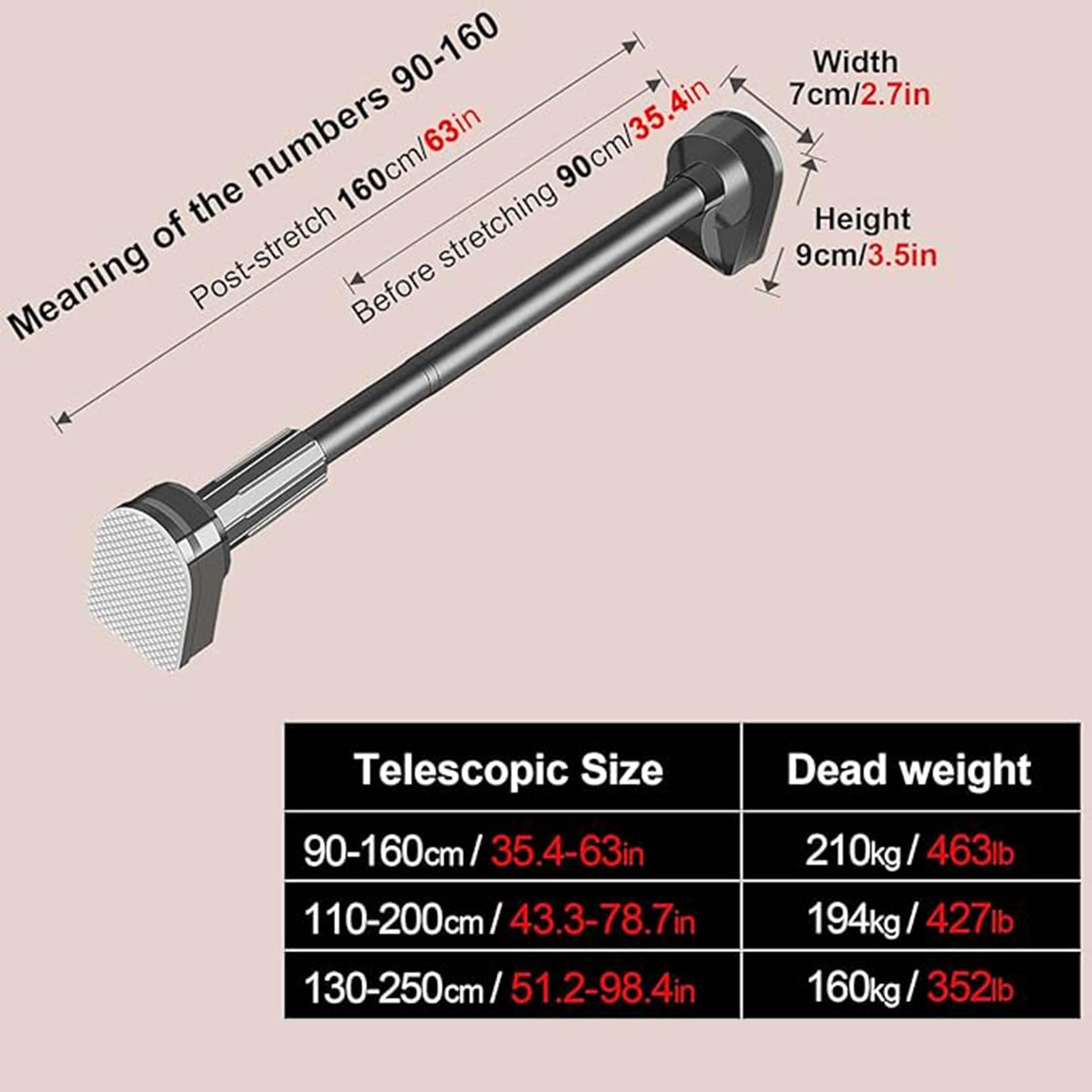 Ausziehbare Federvorhangstange, Hochleistungs-Duschvorhangstange, Verstellbare Gardinenstange, Duschspannstange für Badezimmer Wohnzimmer, Spannstange Ohne Bohren(Size:110-200cm)