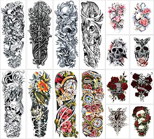 16 Sheets Fake Temporary Tattoo Sticker for Adult