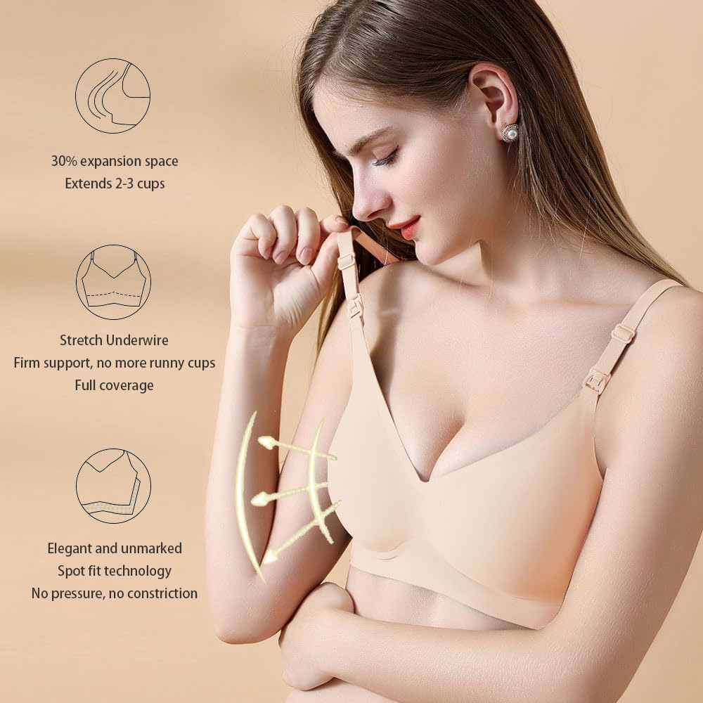 Sujetadores Mujer sin Aros Push up Forma U Lactancia Cómodo Sujetador sin Costuras Efecto Reductor Soporte Óptimo Tirantes Ajustables Uso Diario