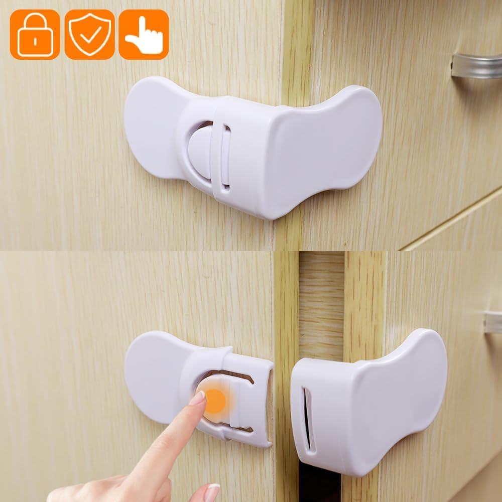 2pcs Safety Drawer Lock Anti-Collision Anti-Pinching Hand Cabinet Drawer Locks Plastic Safe Buckle for Protection,7 * 7.5 * 3.7cm