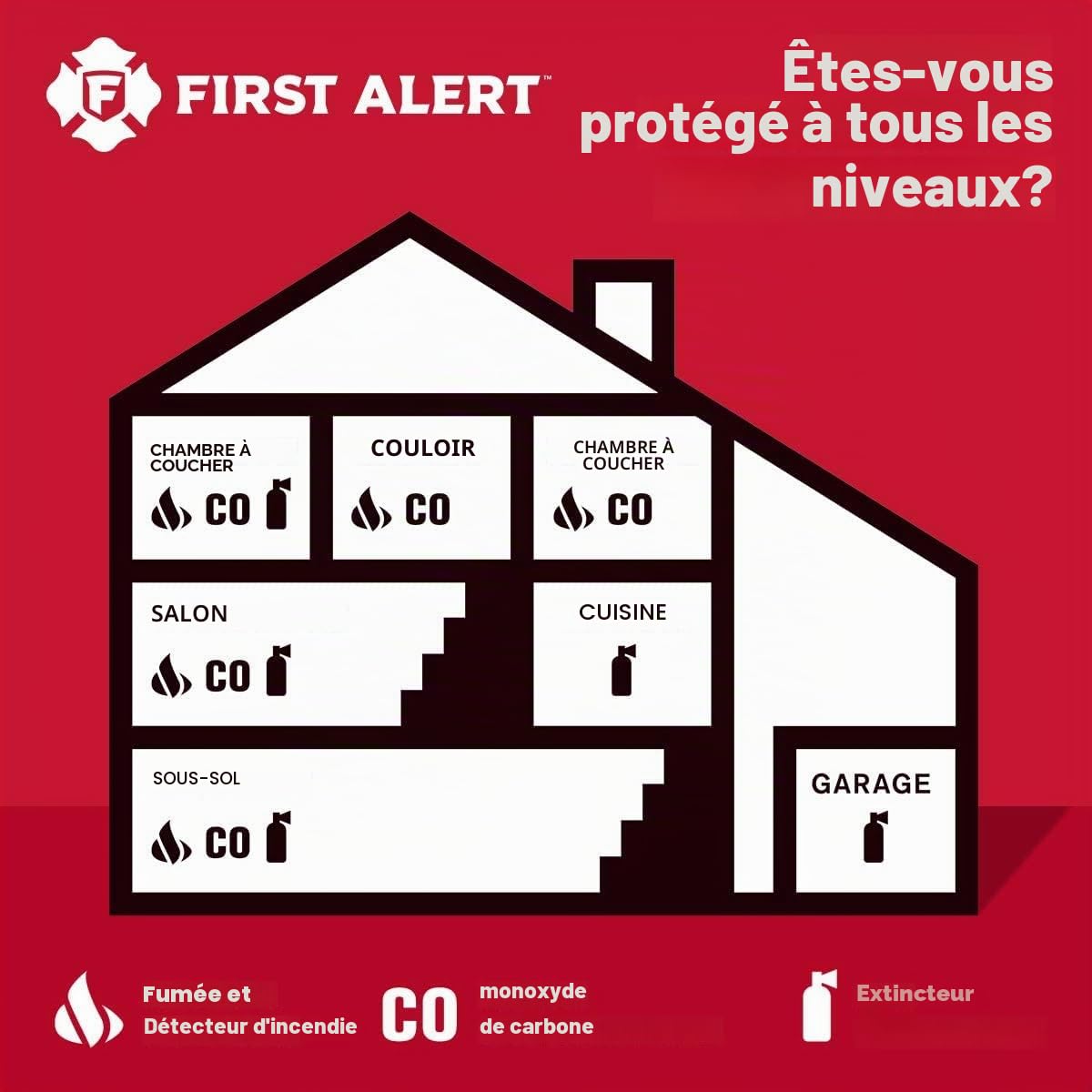 First Alert Échelle de Secours à Deux étages en Acier antidérapant, Noir, 4,3 m