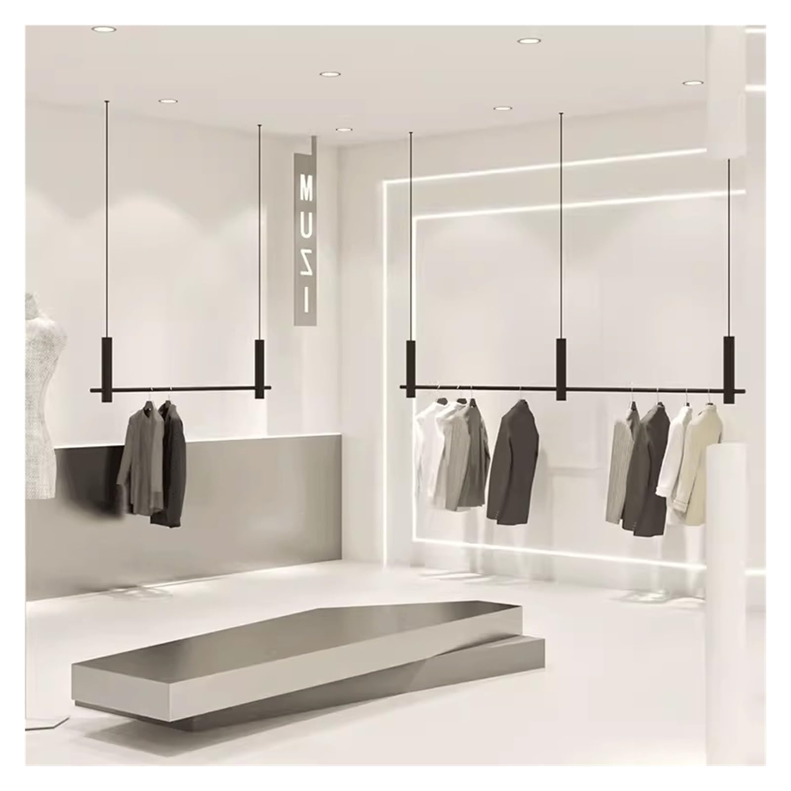 JKJZSALJ Ceiling Hanging Clothing Racks, Adjustable Closet Hanging Organizer Space-Saving Clothes Hanging Bar Retail Display Clothes Storage Hanger Garment Rack