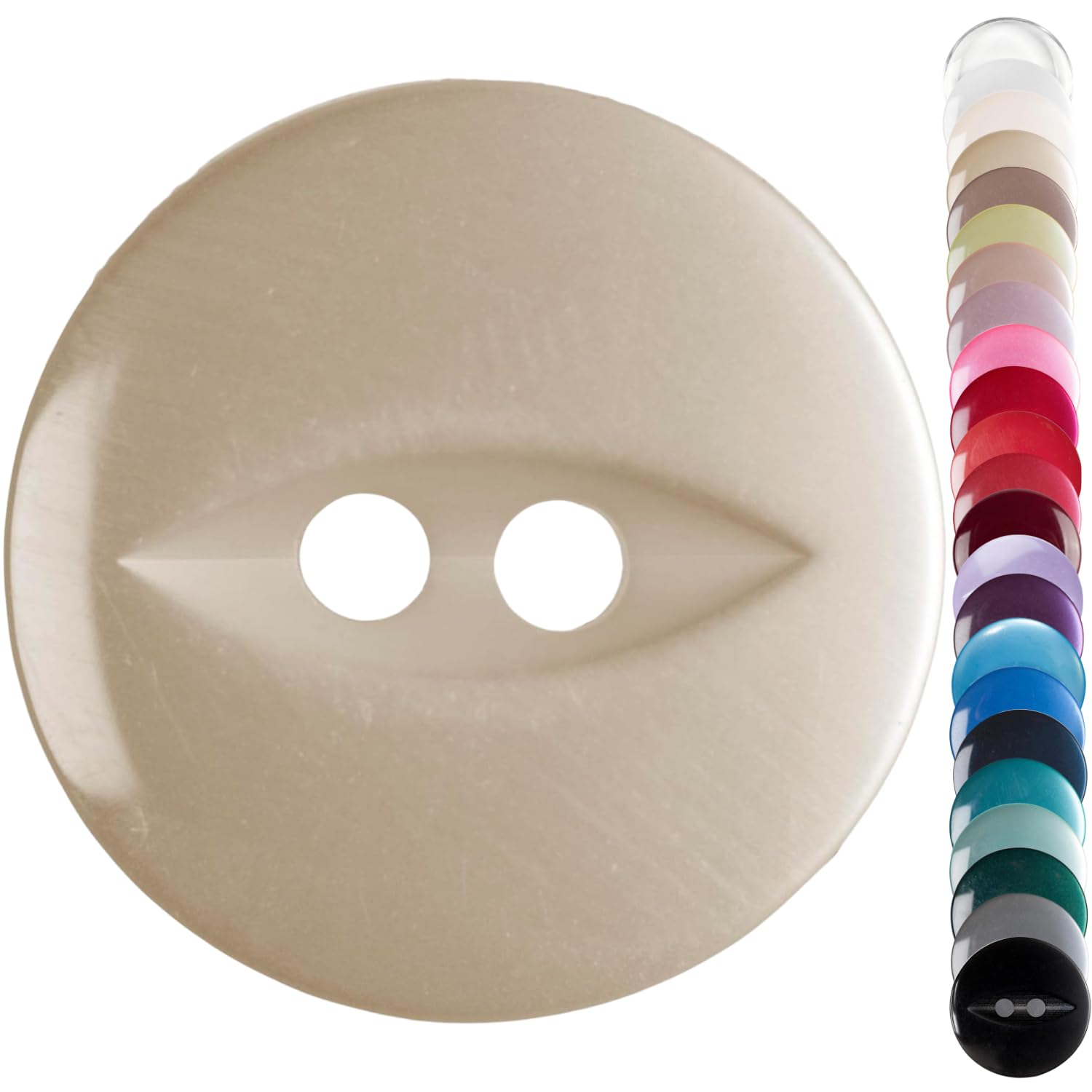 Cream Chunky Cardigan Buttons, 19mm Fish Eye, Pack of 10 Matching