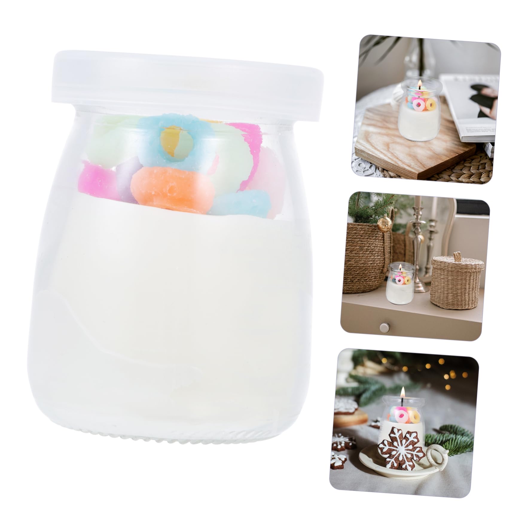 Healeved 2St Kerzenbecher Flora Duftkerze Puddinggläser mit Deckel Kerzenwachs Duftkerzen Teelicht oolong tee oolong-tee ecensse für zu Hause schmücken Glas Colorful