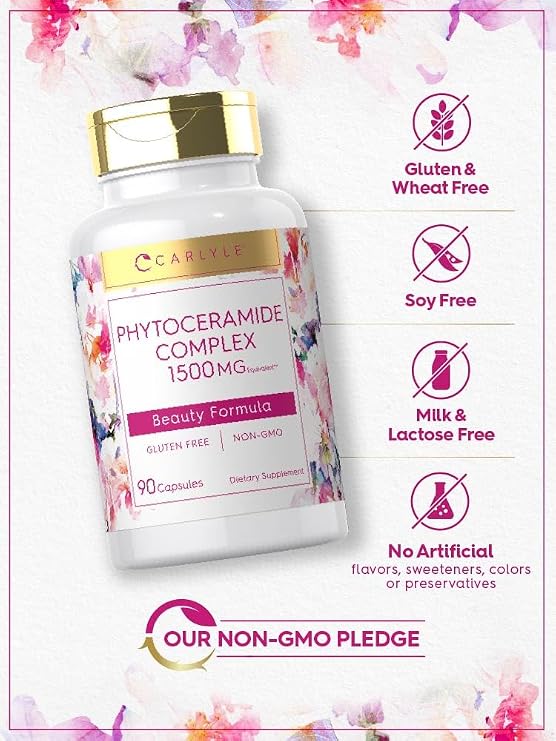 Carlyle Phytoceramide Supplement | 90 Capsules | with Organic Sweet Potato | Beauty Formula Complex | Vegetarian, Non-GMO and Gluten Free