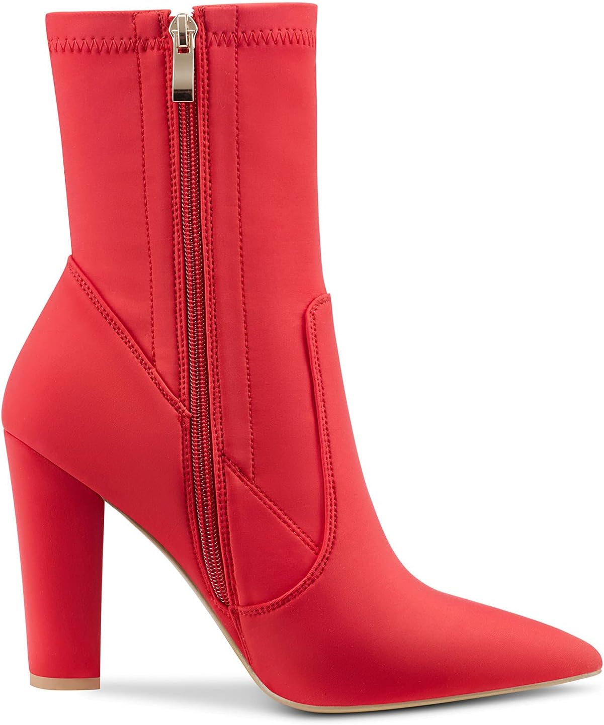 NobleOnly Women's High Heels Ankle Boots Pointed Toe Boot with Zipper Basic Office Boot 4" Chunky Heel Shoes