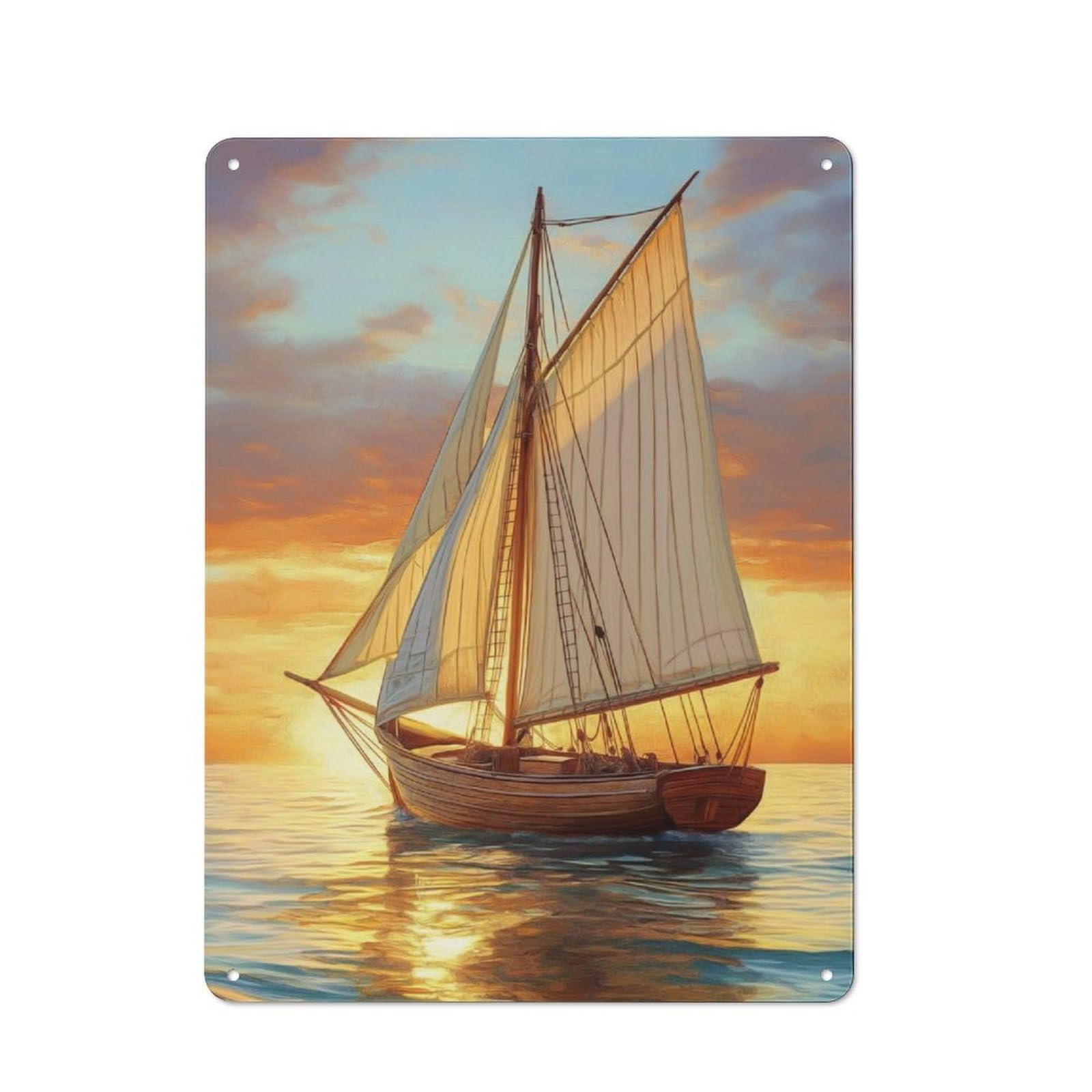 Junmoney Sailing Into Sunset Vintage Tin Sign 40X30cm With For Home Office Or Studio, For Home Office Decor Fans Refreshing A Room In Autumn