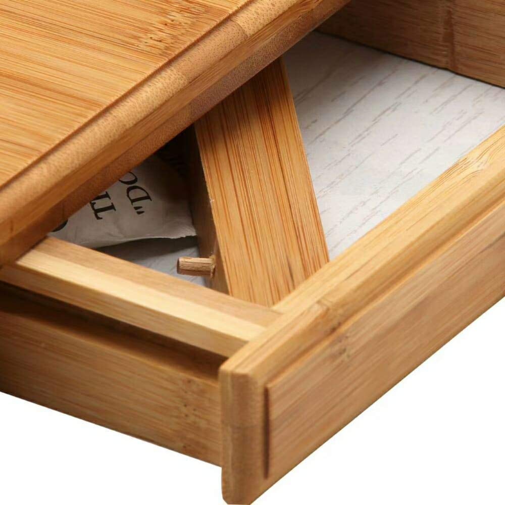 Snazzy Bamboo Laptop Desk, Adjustable Portable Breakfast Serving Bed Tray with Tilting Top Drawer for Surfing Reading Writing Eating (Bamboo) Wood, Beige, 30 x 50 x 22 cm 3