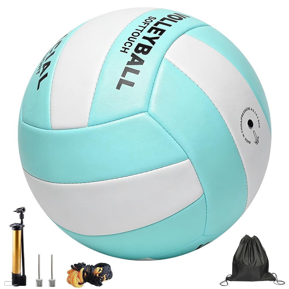 Mbuaopa Volleyball Official Size 5, Official Size 5 Volleyballs with Pump Needles, Soft Touch Volleyballs for Youth Adults, Beginners Training Lite Volleyball Indoor Outdoor Beach Gym Sports Halls