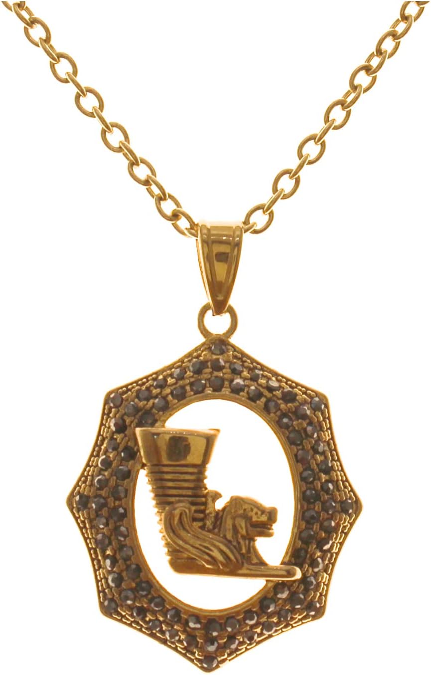 Handmade Iranian Persian Rhyton Winged Lion Necklace Earrings Set