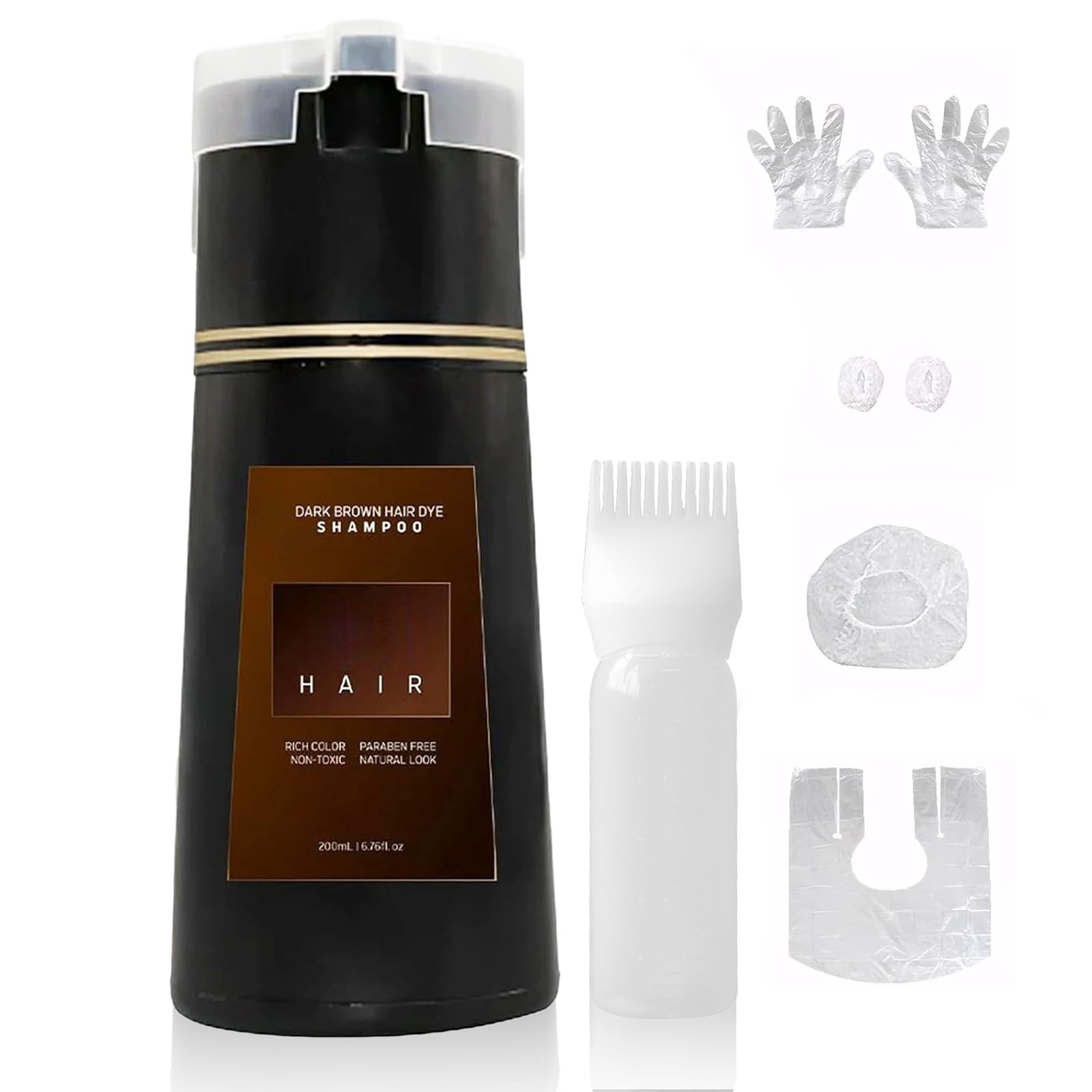 LFCFBHHair Dye Shampoo, 200 ml Long Lasting Hair Dye Shampoo for Men Women (Dark Brown)