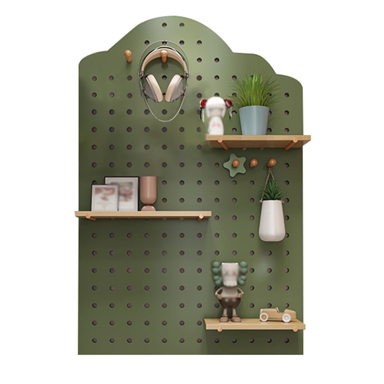 Regulowany drewniany pegboard, narzędzie do samodzielnego wykonania, panele do przechowywania i ekspozycji, perforowany stojak ścienny z haczykami, dekoracyjny zielony pegboard do kuchni i garażu (60