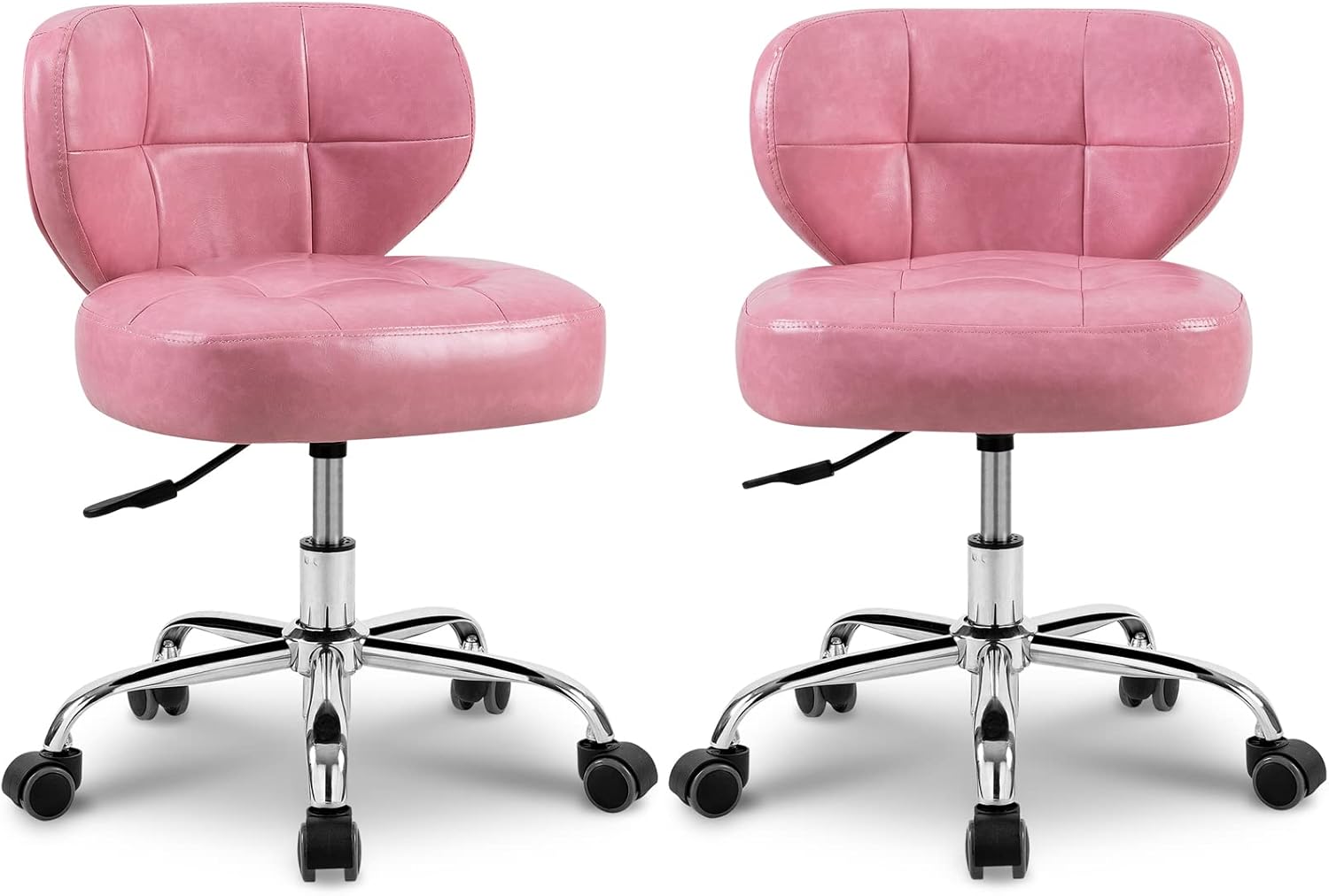 OKAKOPA Thickened Soft Leather Salon Pedicure Chair Rolling Stool Adjustable Height, Pink Salon Stool Chair Salon Chair Pedicure Stool for Nail Salon Pedicure Spa Medical Barber (Pink, 2 PCS) : Beauty & Personal Care
