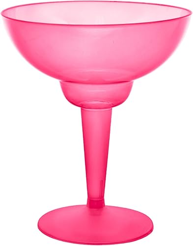 Party Essentials Vasos de Margarita de plástico duro de dos piezas, 12 onzas, rosa neón, 10 unidades