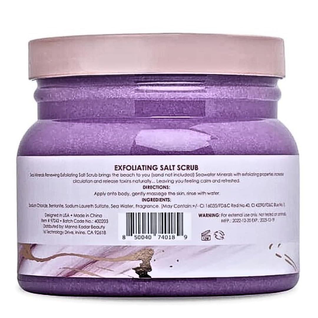 Manna Kadar Beauty Dead Sea Minerals Exfoliating Salt Scrub, Lavender Sage - Hydrating Skincare, Gentle, Removes Dead Skin, Skin Feels Smooth, & Refreshed