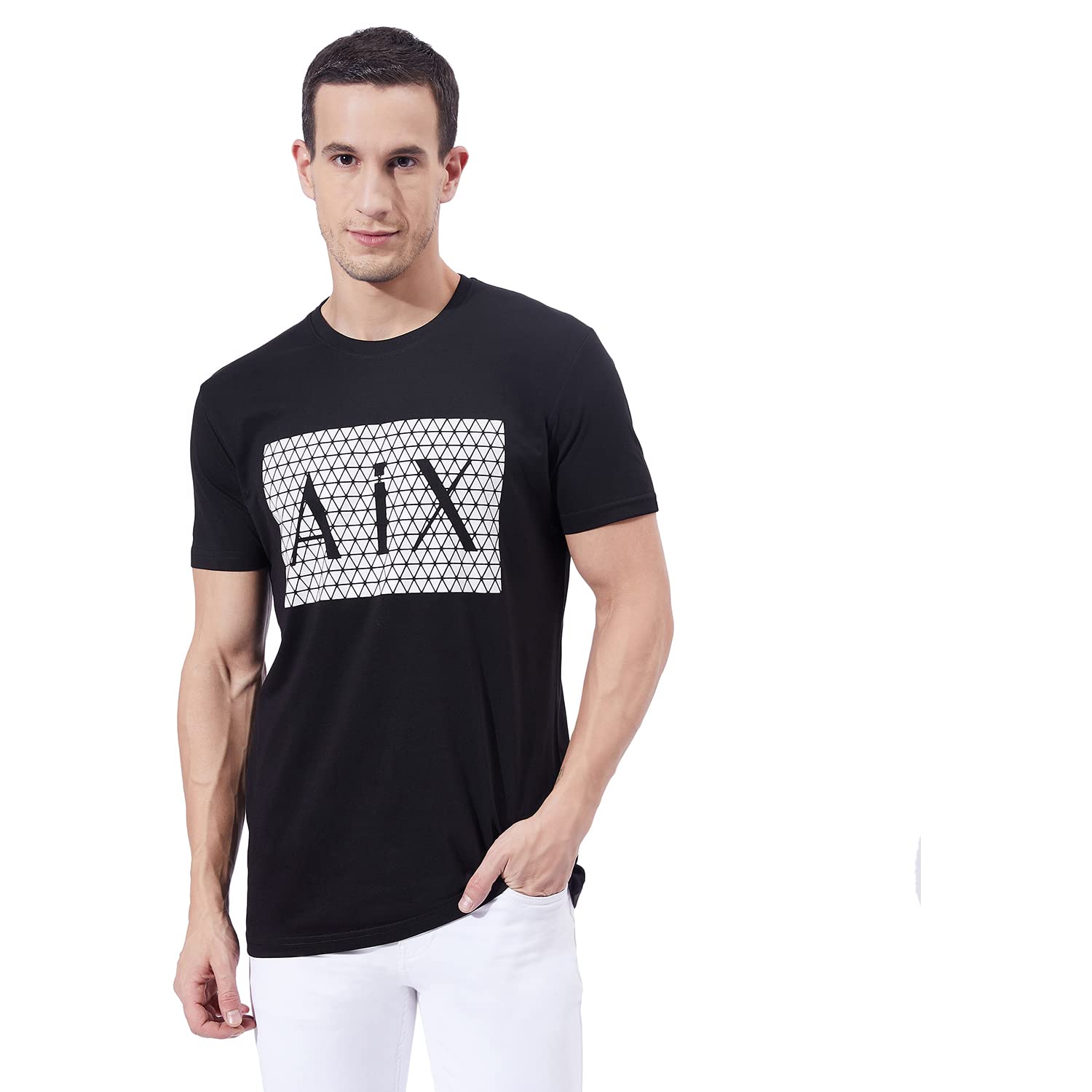 Ben MartinMen's Round Neck Half Sleeve Slim Fit Printed Cotton T-Shirt