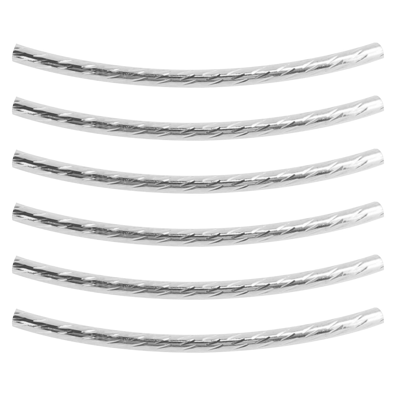 Aqur2020 Metal Long Curved Noodle Tube Spacer Beads 200Pcs Curved Noodle Tube Spacer Beads Long Sleek Making Accessories (Silver)