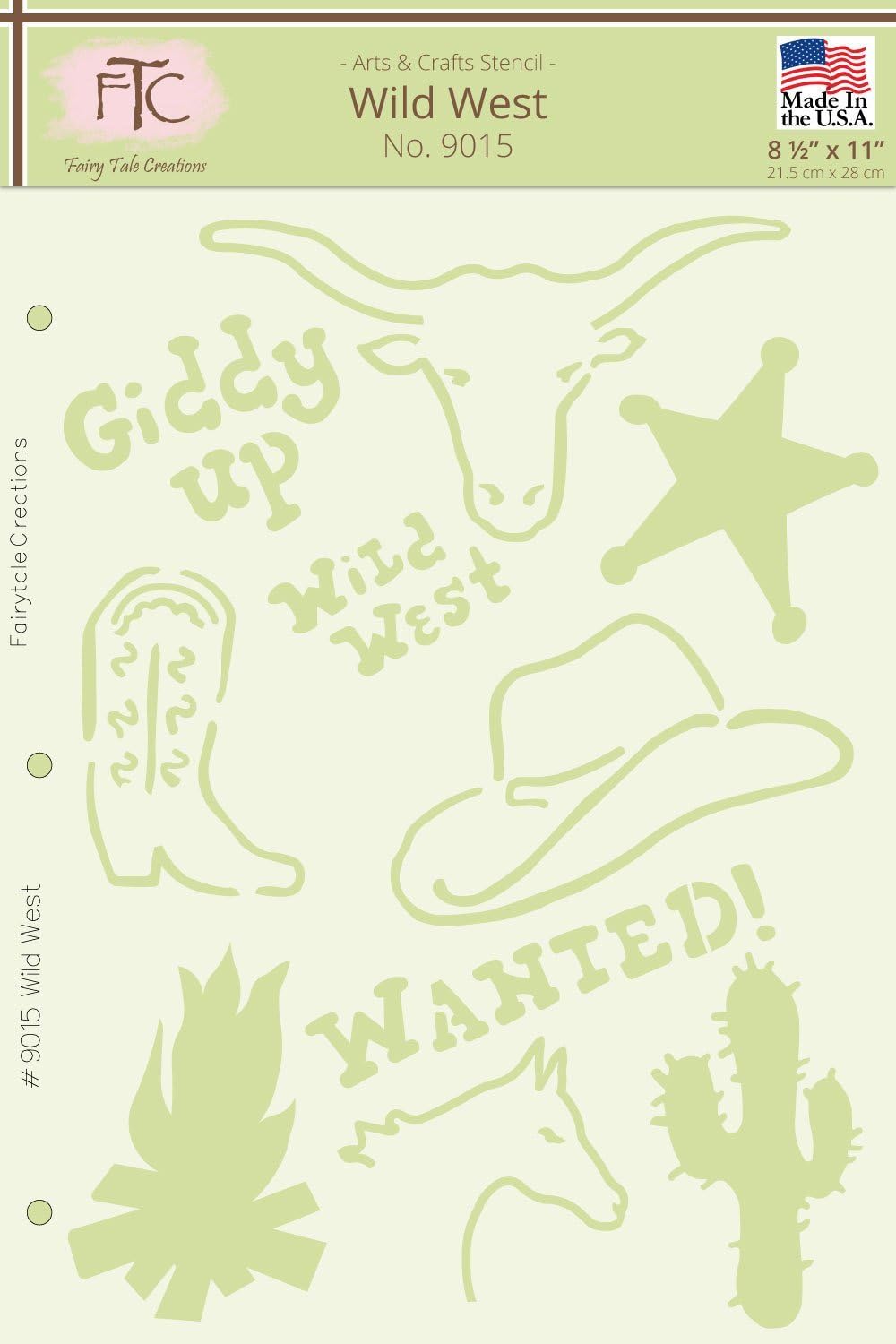 Fairytale Creations Wild West Stencil, 8.5L x 11H