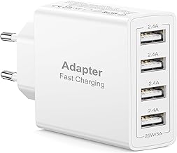 USB Charger Multiple, 25 W/5 A USB Plug Multiple Fast Charger USB Power Supply Adapter Socket Mobile Phone Charger Plug for iPhone 16/15/14/13/12/11 Pro Max/XR/8/7, Samsung S25/S24/S23/S22/S21