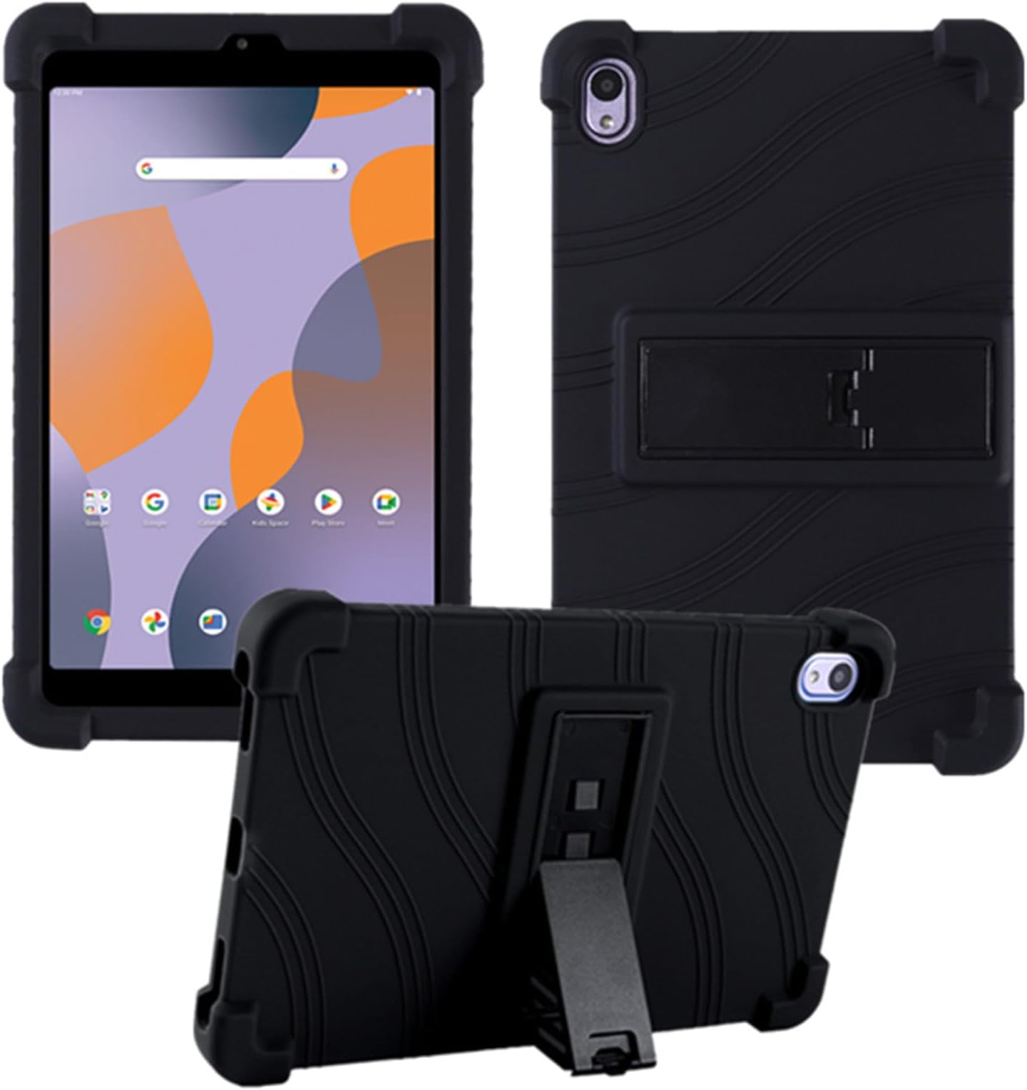 Case for Walmart Onn 8 inch Tablet 2024 Model (100135923), Kids Friendly Soft Silicone Adjustable Stand Cover for Onn 8 inch Gen 4 2024 Tablet Case (Black)