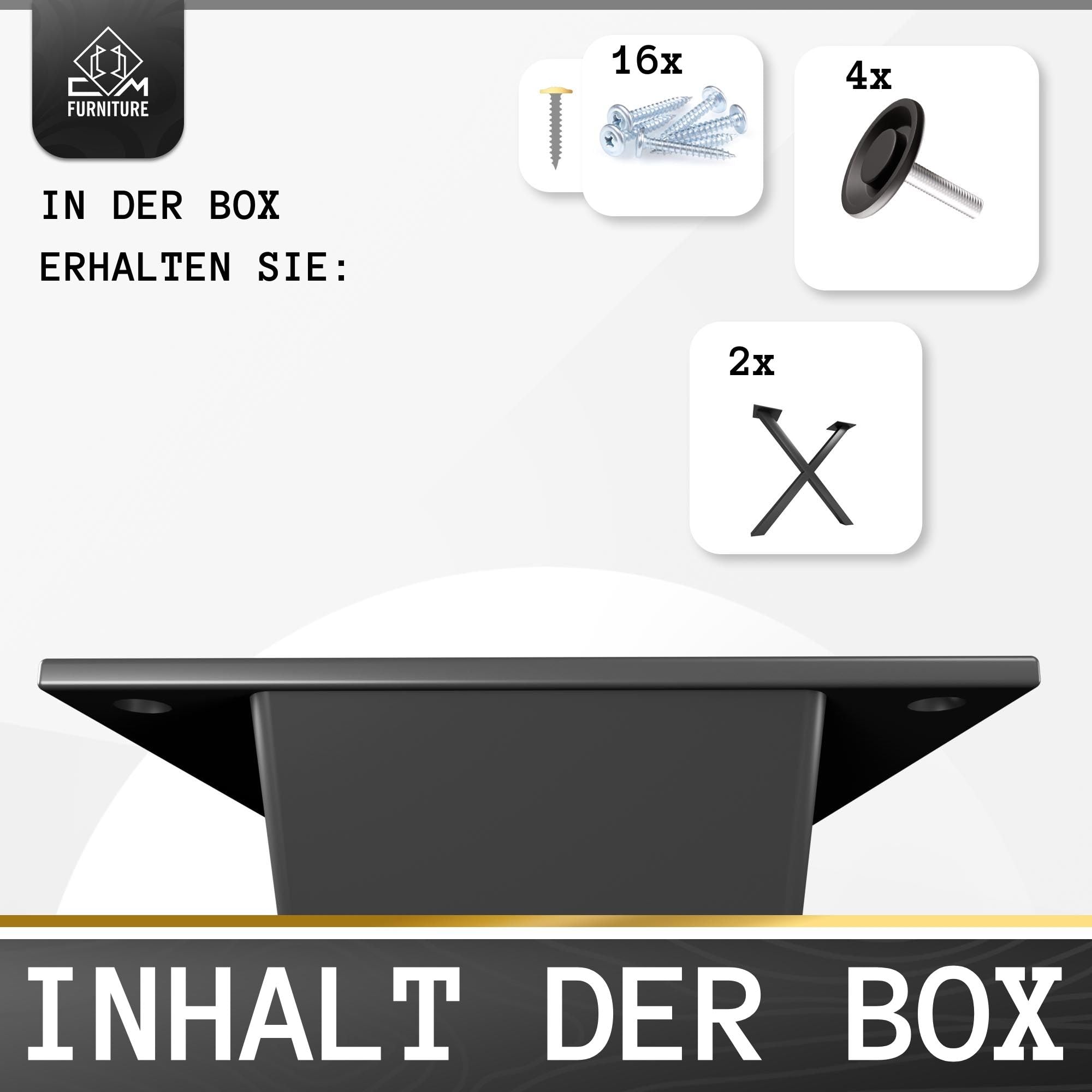 TISCHBEINE X-Form Tischgestell Höhenverstellbar Metall Schwarz X Outdoor/Haus TISCHKUFEN 60x72 cm Gartentisch Schreibtisch Esstisch Möbelfüß Tischfüße Wohnzimmer Anti-Kratz-Pads 2 Stück