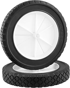 2 PCS 10 Inch Lawn Mower Wheels, Half Hollow Wheelbarrow Wheels, Rubber Hand Cart Wheels for Gardening Cars, Wagon, Tool Cars, Push Lawnmower