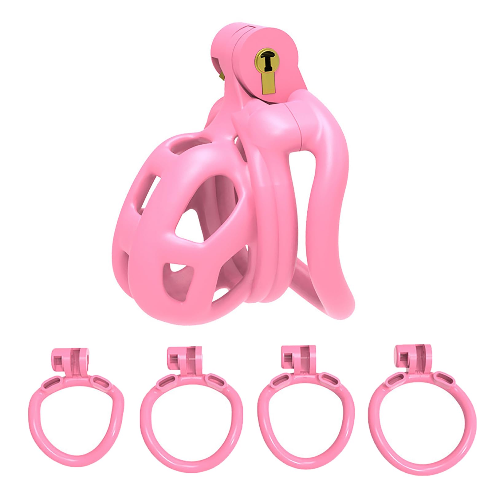 Sissy Chastity Cage Castidad Hombre Pink Cock Cage Male Sexuales Para Sexo Pareja Jaula Para El Pene Juguetes Eróticos Para Adultos (Bend Ring,Ultra-Micro)