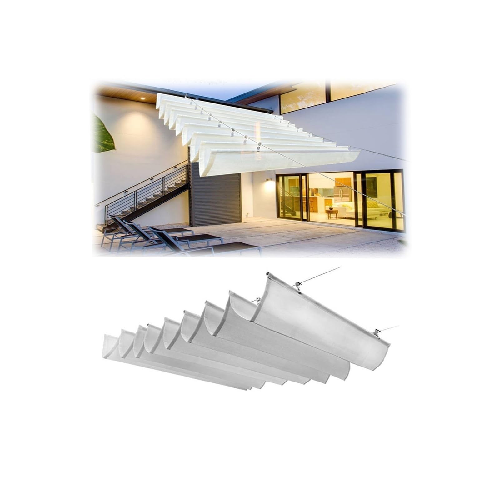 WQPMNYG Sunblock Net,Retractable Wave Sun Shade Sails, for Patio Porch Yard Garden Outdoor，Customizable Sizes(Yellow,W2*L18m/W6.56*L59.05ft)
