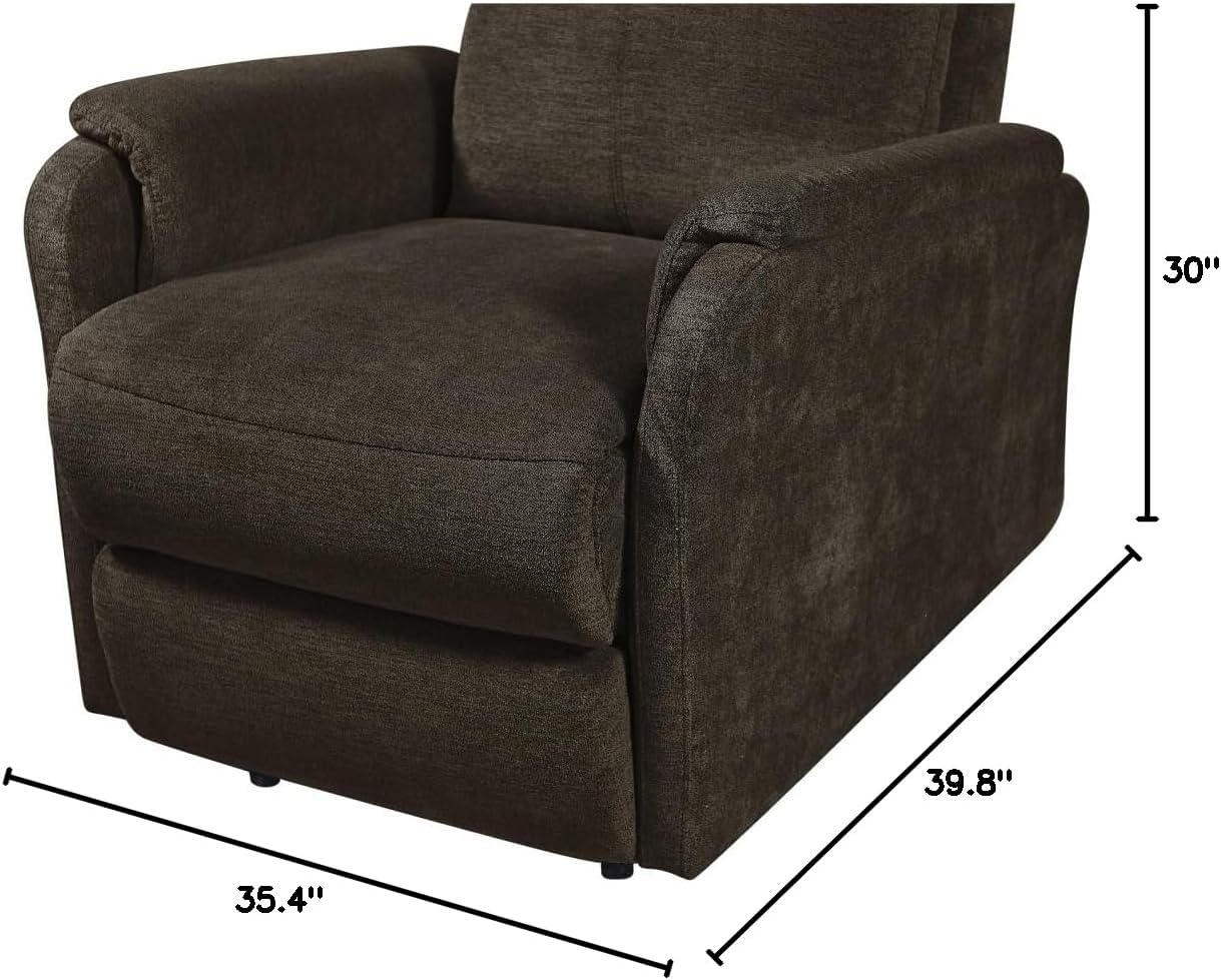 TRIPLE TREE Power Recliner Chair with USB Charge Port,Electric Recliner Chair for Elderly,Breathable Fabric Single Overstuffed Recliner Sofa Chair for Living Room,Bed Room,Dark Brown