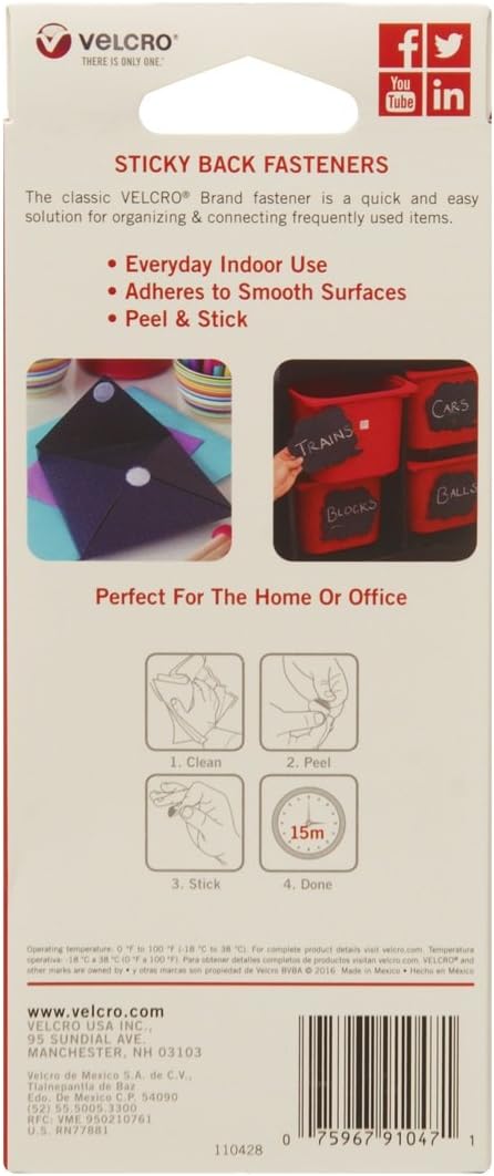 VELCRO Brand Dots with Adhesive White | 200 Pk | 3/4" Circles | Sticky Back Round Hook and Loop Closures for Organizing, Arts and Crafts, School Projects, 91824 : Office School Supplies : Arts, Crafts & Sewing