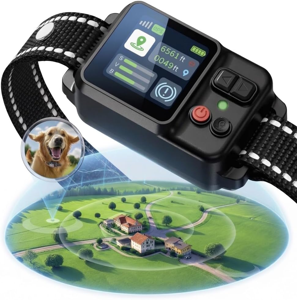 2 Mode GPS Wireless Dog Fence System, Electric Dog Fence Using GPS Electric Satellite Technology, IPX7 Waterproof Rechargeable Design, GPS Dog Collar Circular and Free-Form Fence