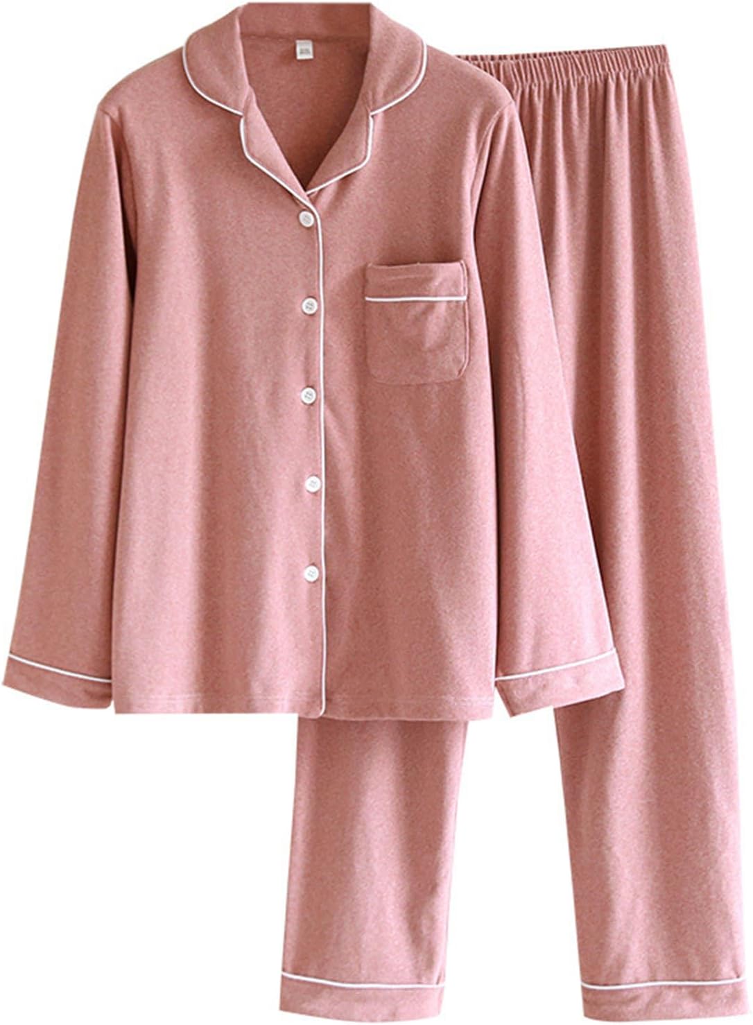 Women 2 Piece Warm Fleece Pajamas Set Soft Sleepwear Long Sleeve Lapel Button Pocket Tops and Pants Winter Homewear