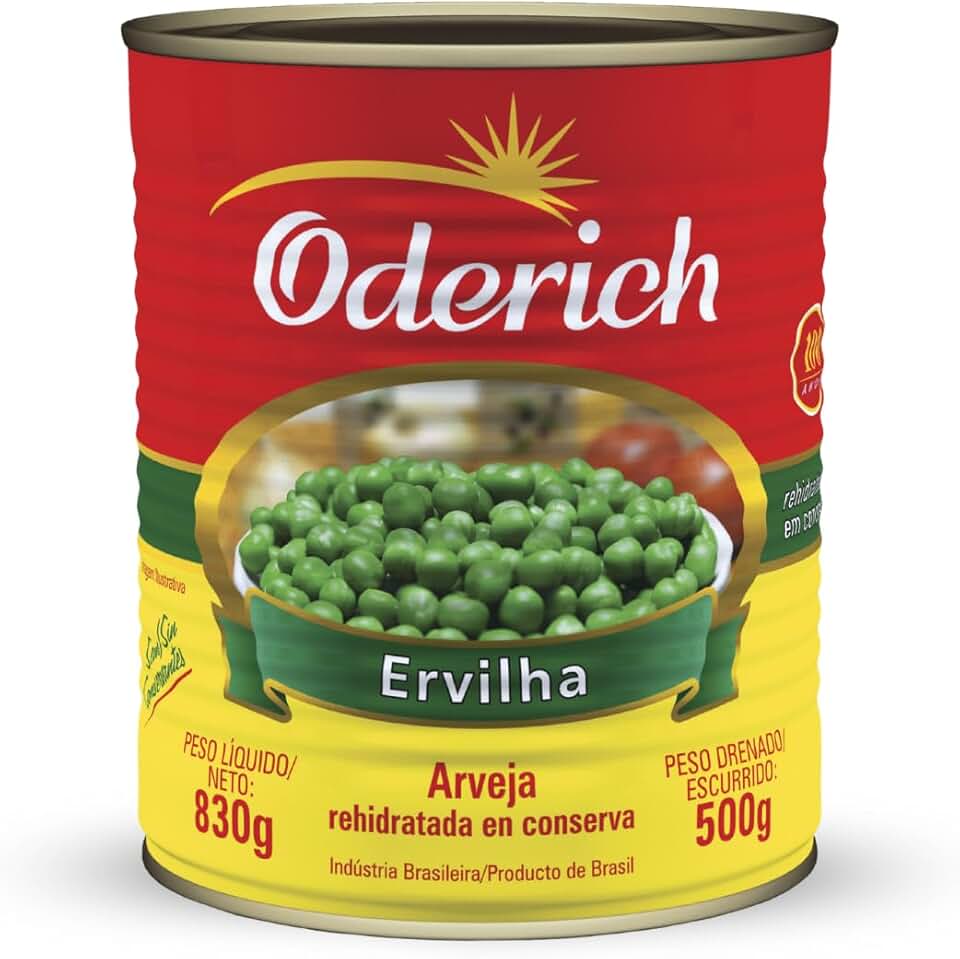 Ervilha Oderich 500G, Ervilha Verde Em Conserva, Verde, Selecionada, Nutritiva E Sem Conservantes, Fonte De Proteína E Fibras, Textura Macia E Pronta Para Uso, Tradição Em Qualidade Desde 1908