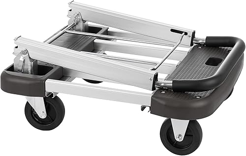 Miniatura 2 de Carrito de plataforma plegable de 29 x 17 x 35 pulgadas, plataforma de aluminio, capacidad de 330 libras, carrito de empuje plegable, carrito de
