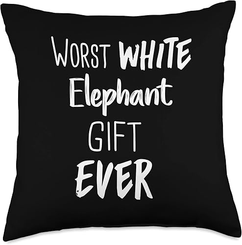 Worst White Elephant Gift Funny Christmas Holiday Peor almohada de elefante blanco para regalo, 18 x 18 pulgadas, multicolor