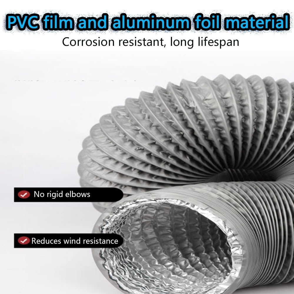 Tubo flessibile di sfiato dell'essiccatore 5,8 m di alluminio del condotto dell'aria per la ventilazione HVAC, tubo di sfiato retrattile,