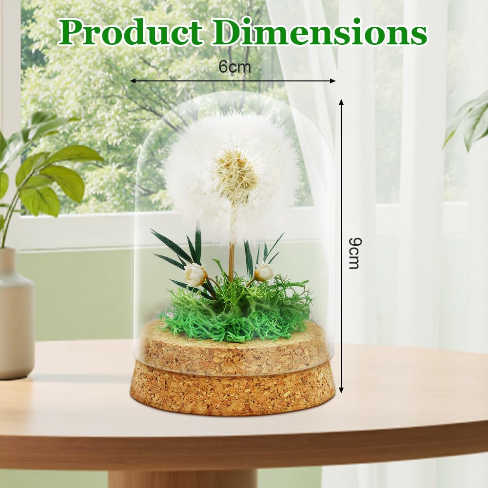Diente de León Real en Vidrio Regalo,Real Diente de león en Cristal con Tarjeta de Felicitación,Decoración Eterna de Diente de León,Decoración para Cumpleaños,Boda,Consagración