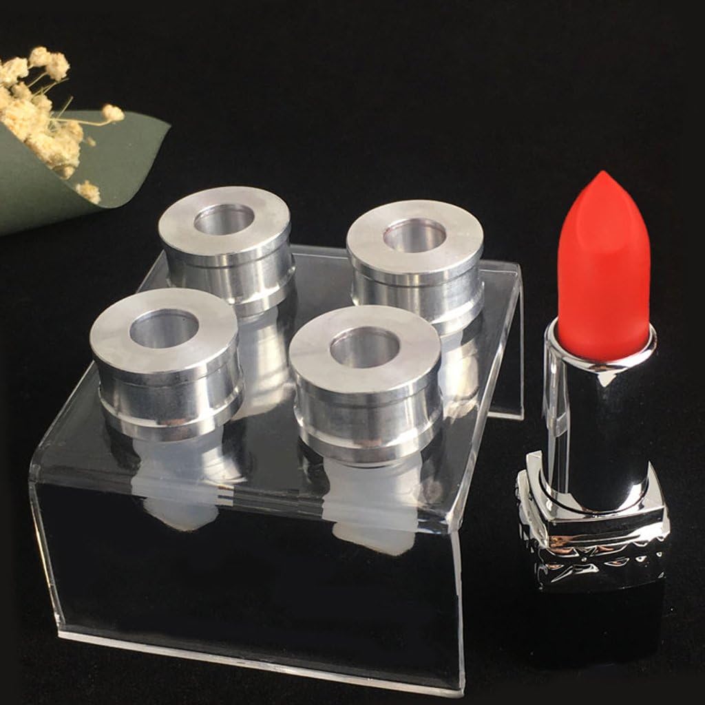 9 PCS Silicone Lipstick Mold with Metal and Stand Set Simple Making Cosmetic Mold Crafts Tool Easy to Use, As the Picture Shows