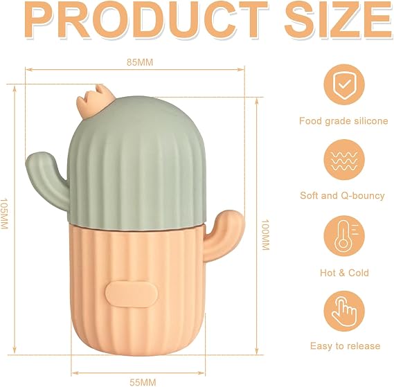 Ice Roller Face, Ice Face Roller, Reusable, Cooling Silicone Ice Cube Roller, Durable Ice Shape Contour, Whitening Face Roller, Ice Cube Face Massager for Skin Care (1 C)