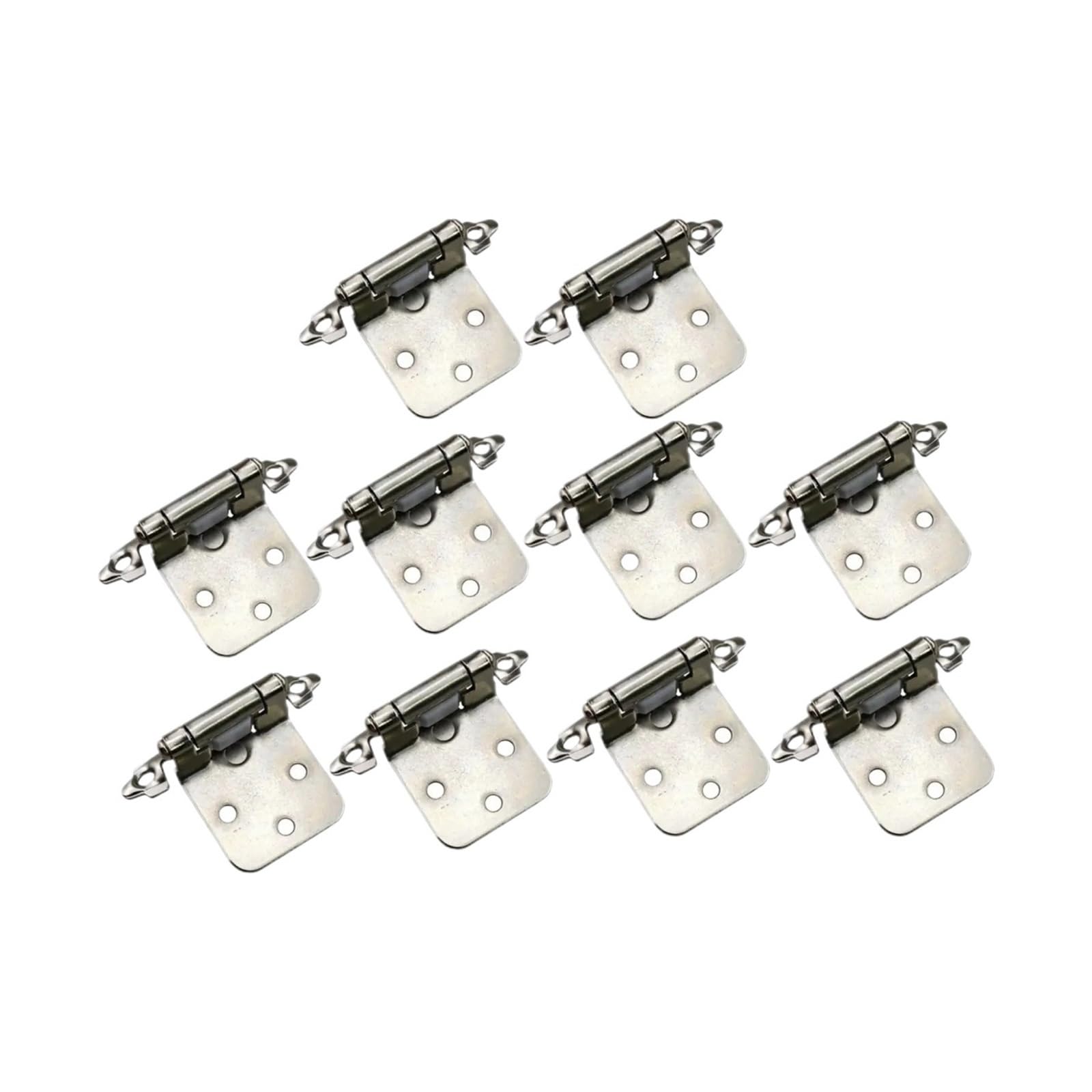 Sensumepb White Nickel 10X Self Closing Hinges, Face Mount Iron Spring Hinges For Cabinet Doors, Furniture Hardware Accessories(White Nickel)