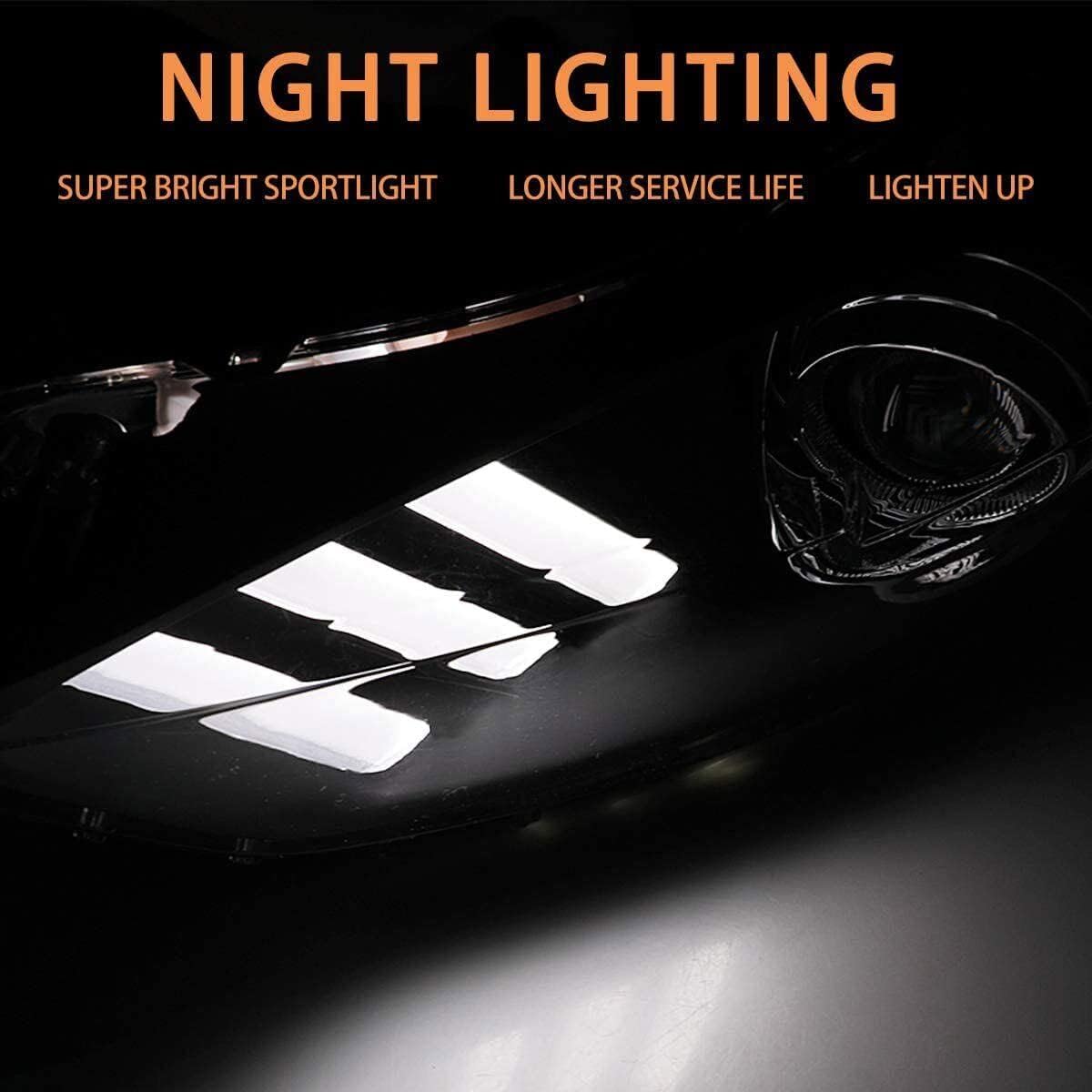 ROXX Projector Headlight Assembly w/LED DRL Fit for 2015-2017 Ford Mustang Coupe & Convertible / 2016-2020 Ford Shelby GB350 2020-2022 GB500 OE Style Headlamp Driver Left Side Replacement