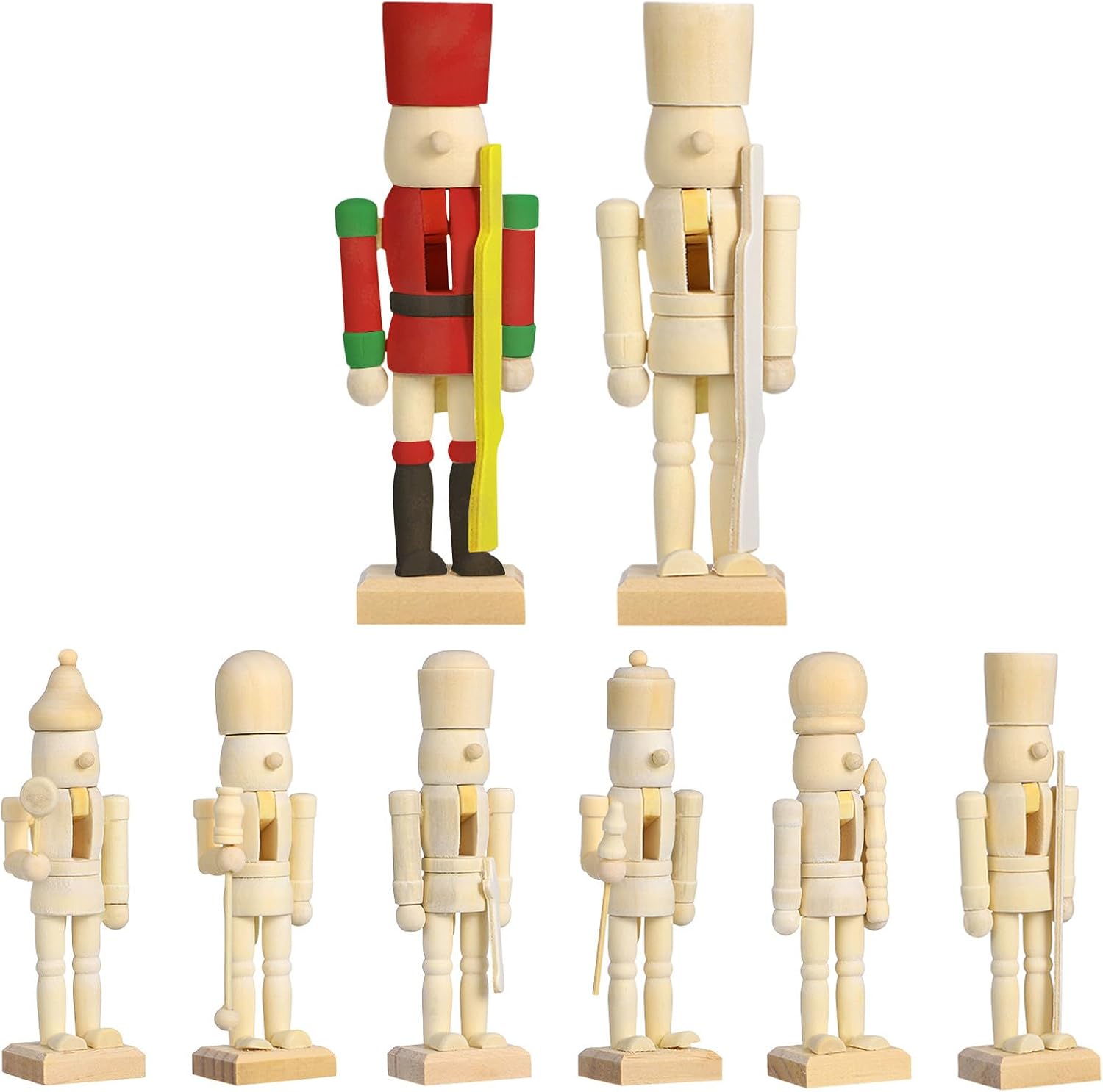 Housoutil 12 Pcs Unfinished Wooden Nutcrackers, Paintable Christmas Crafts