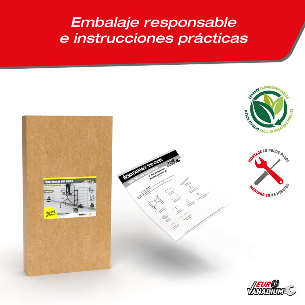 Echafaudage roulant avec garde-corps pliable et ajustable - EasyWork