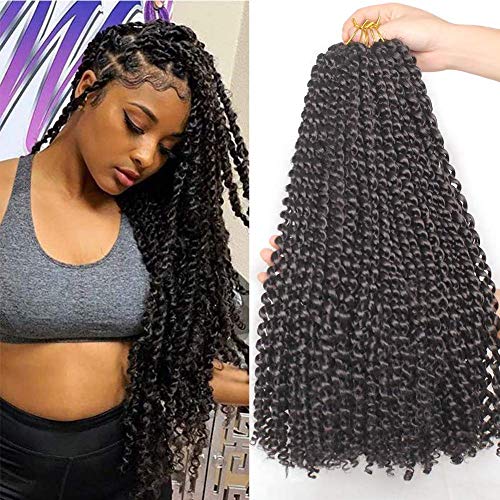 Xtrend Passion Twist Hair 2packs 18inch Bohemian Braids for Distressed Locs Water Wave Crochet Braiding Hair Synthetic Fiber Natural Twist Braiding Hair 22 Strands/Pack 2#